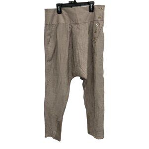 BCBG Maxazria Taupe High Waisted Tapered Pants Button Detail Sz 8